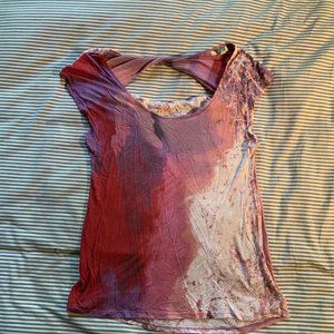 Anthropologie Pink and Purple Cutout Top